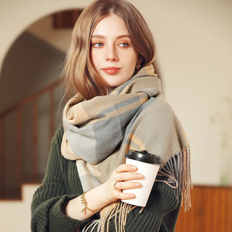 Fashion plaid cashmere scarf