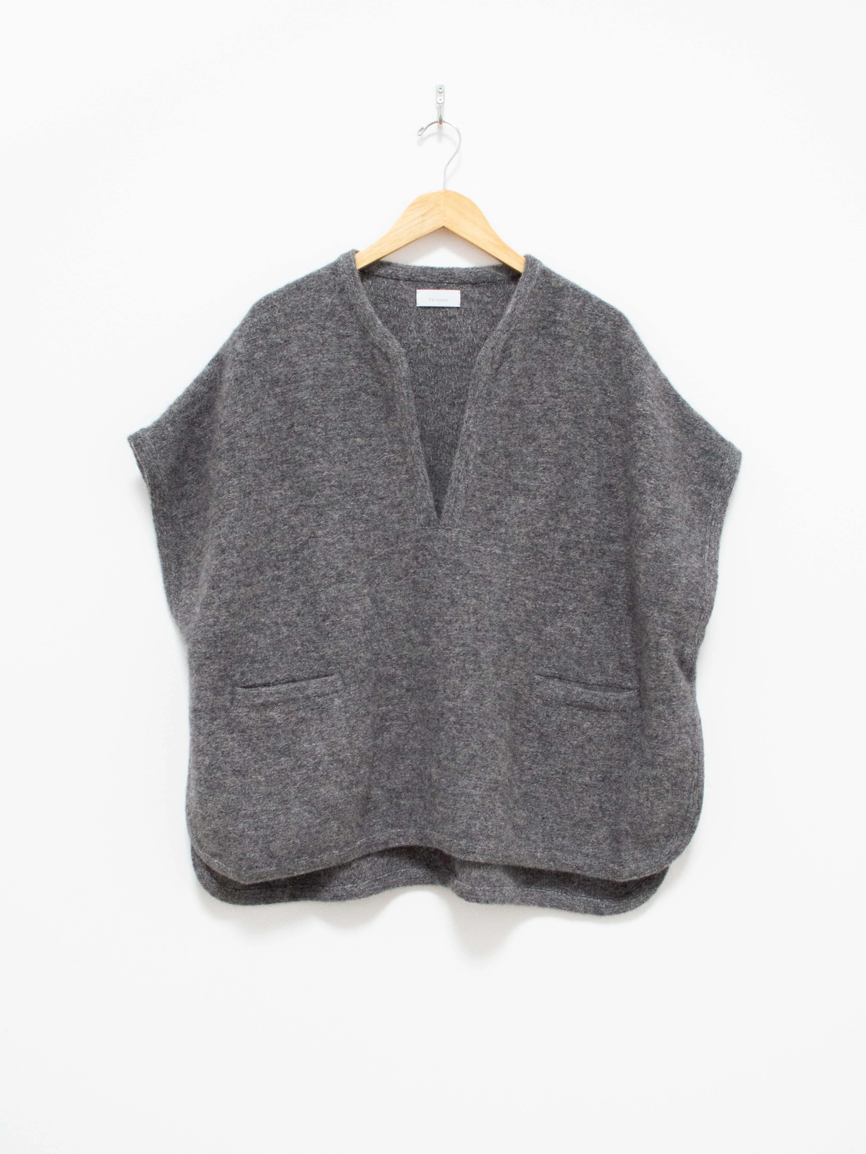 Felt Wool Knit Poncho - Charcoal