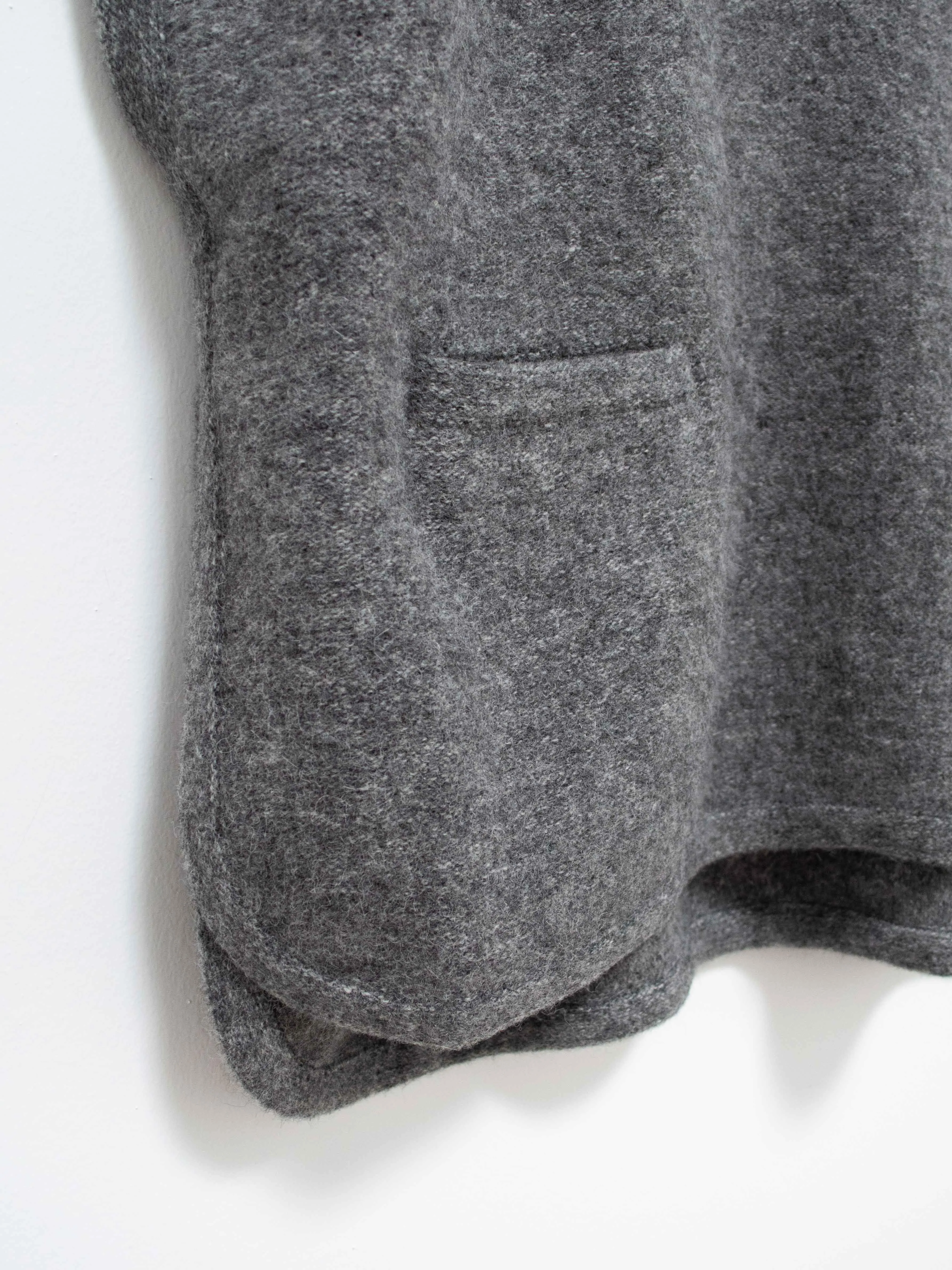 Felt Wool Knit Poncho - Charcoal