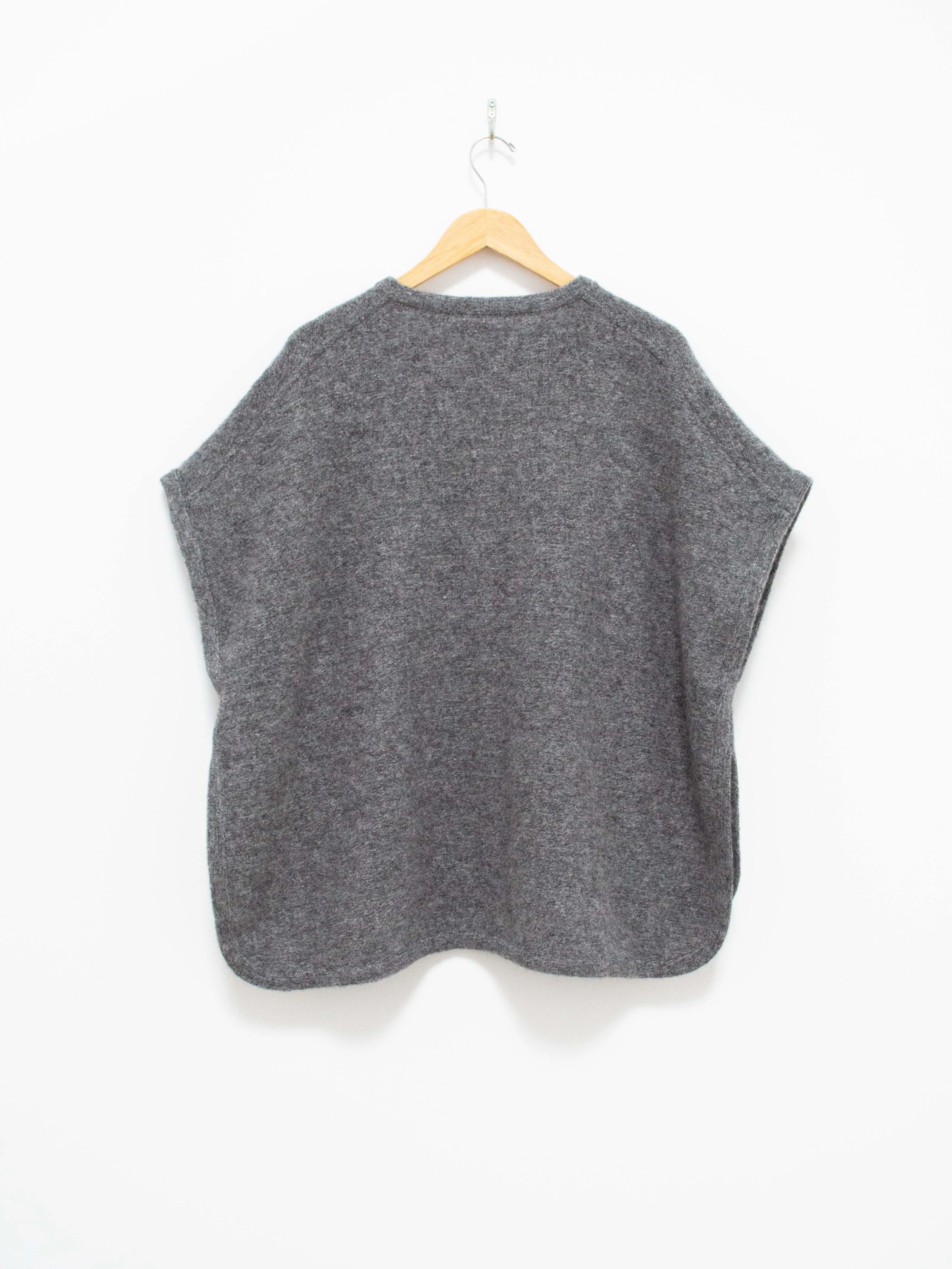 Felt Wool Knit Poncho - Charcoal