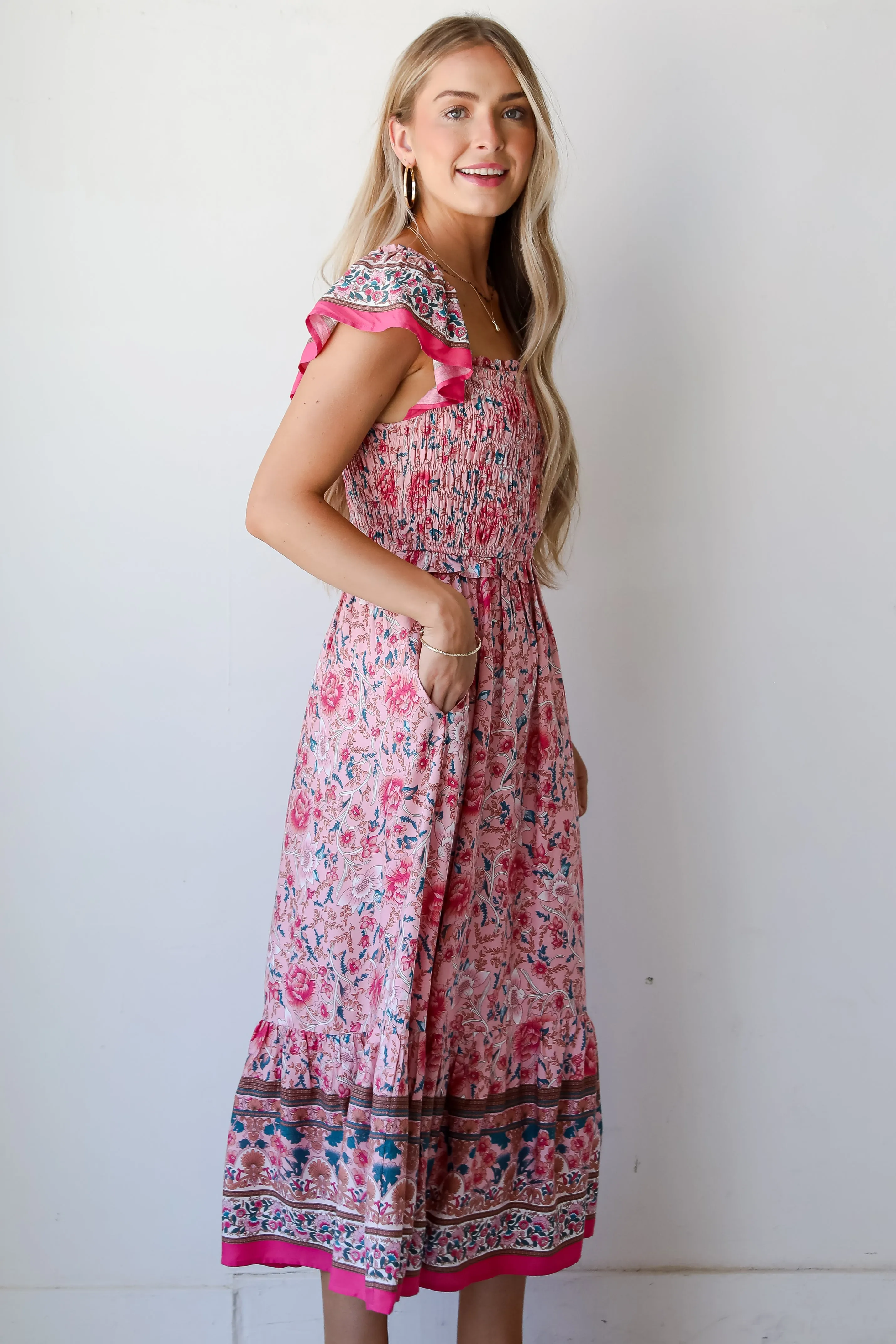 FINAL SALE - Darling Behavior Blush Floral Maxi Dress