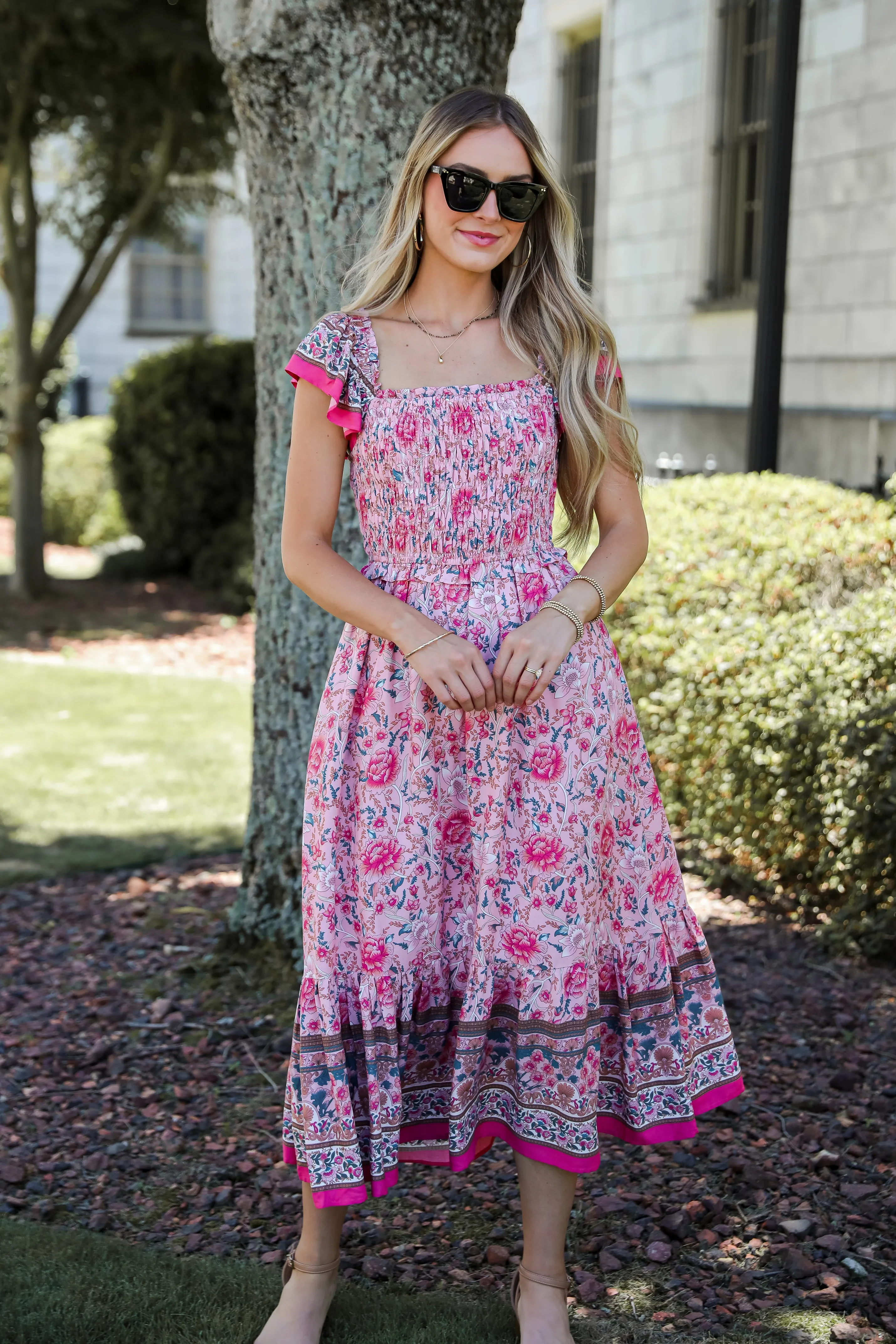 FINAL SALE - Darling Behavior Blush Floral Maxi Dress