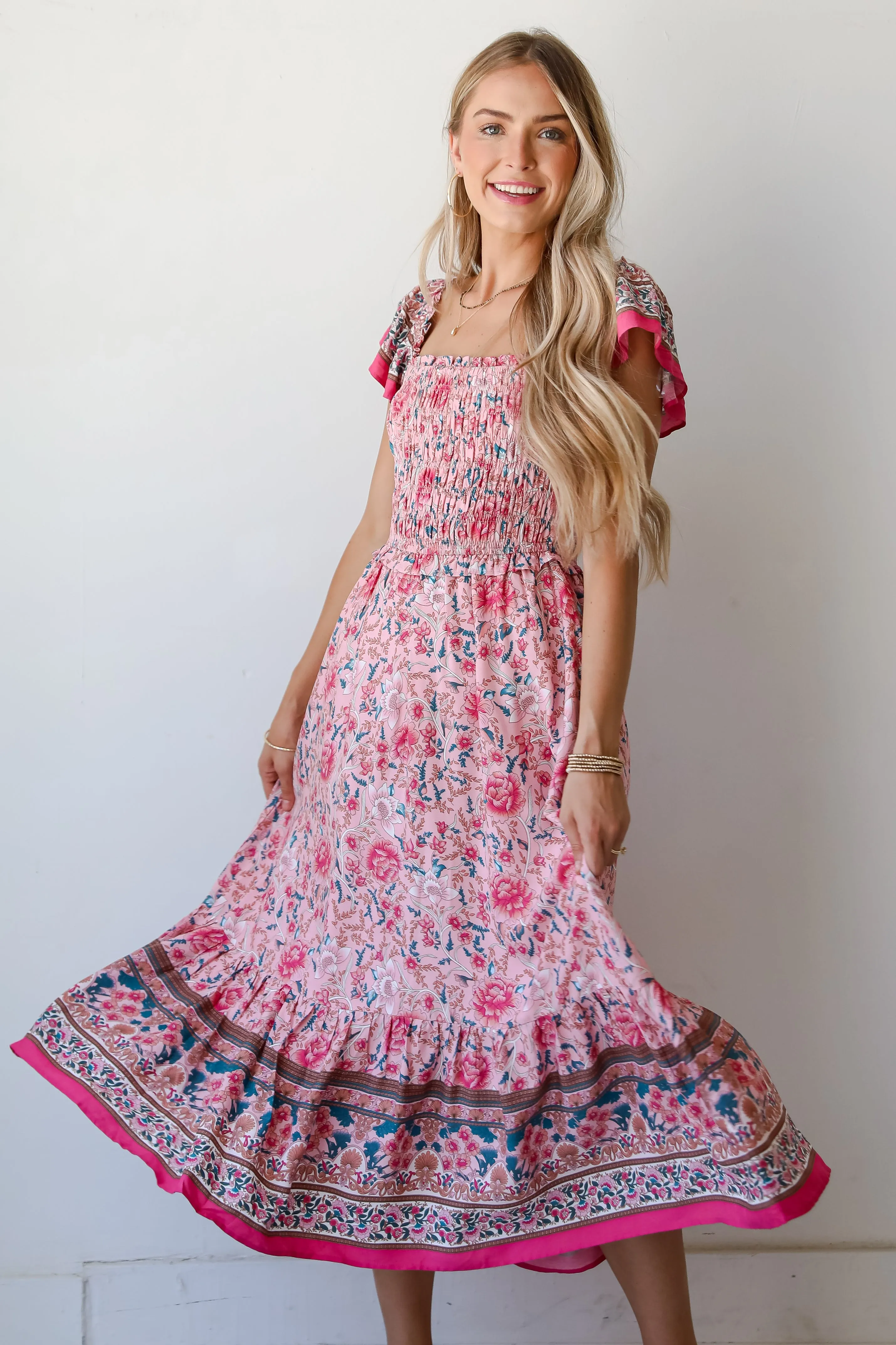 FINAL SALE - Darling Behavior Blush Floral Maxi Dress