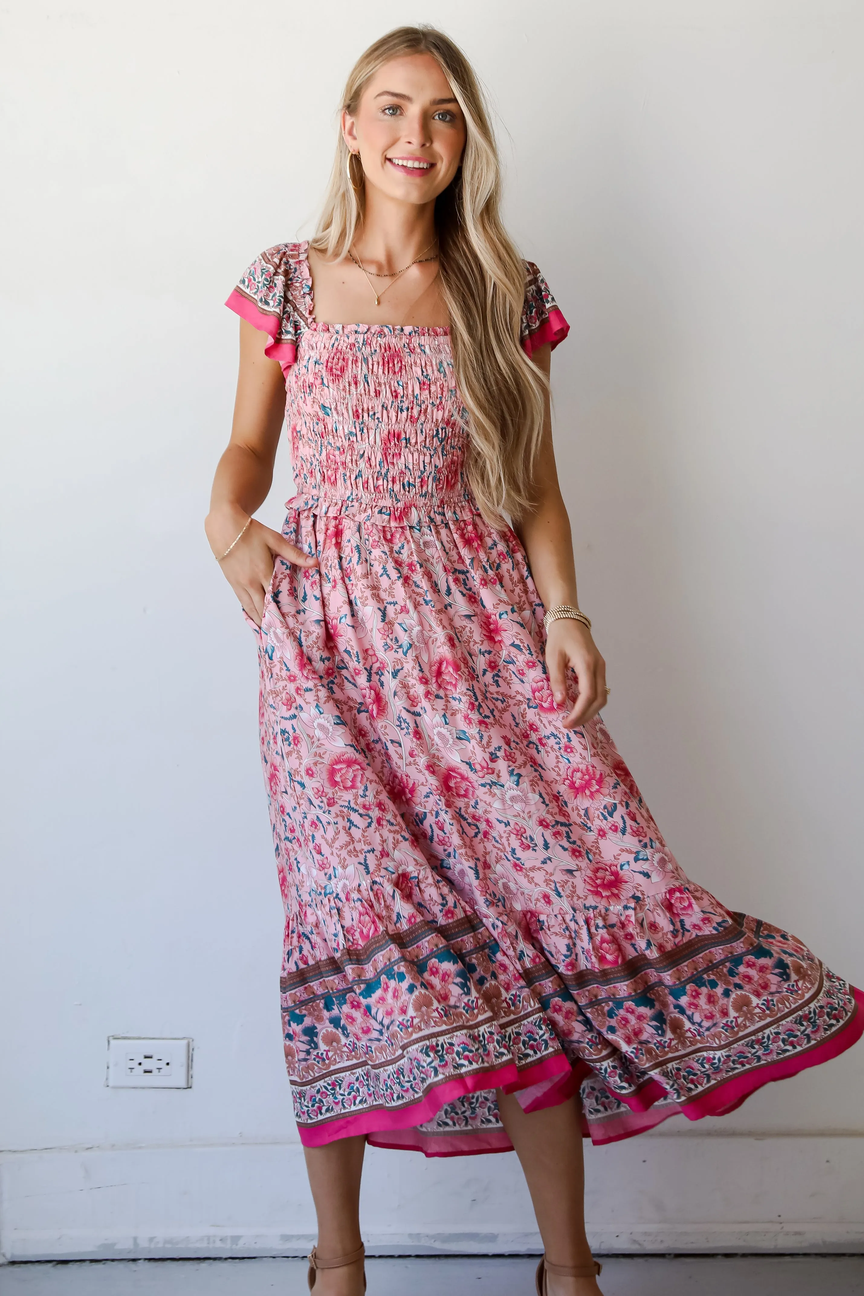 FINAL SALE - Darling Behavior Blush Floral Maxi Dress