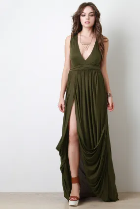 Floor Swept Drape Maxi Dress