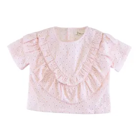 Floral Eyelet Fabric Top - Pink