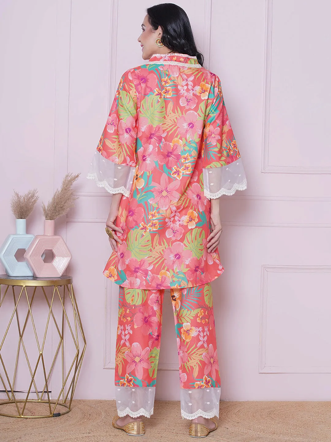 Floral Printed Tunic With Trousers