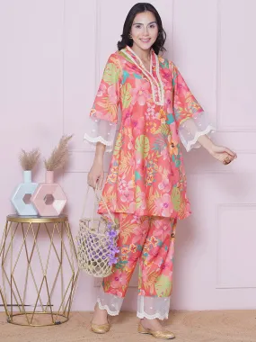 Floral Printed Tunic With Trousers