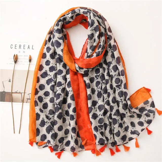 Flower Tassel Edge Beach Wrap Pashmina Scarf