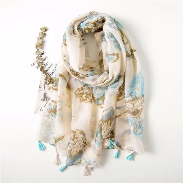 Flower Tassel Edge Beach Wrap Pashmina Scarf