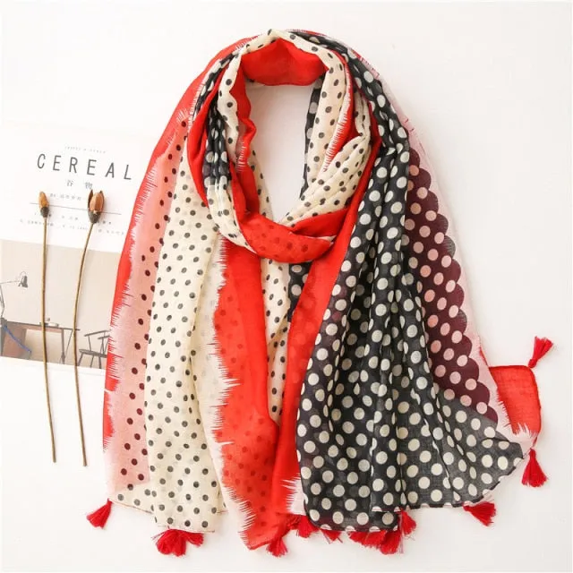 Flower Tassel Edge Beach Wrap Pashmina Scarf