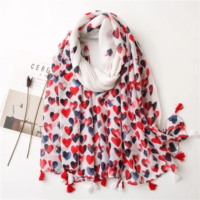 Flower Tassel Edge Beach Wrap Pashmina Scarf