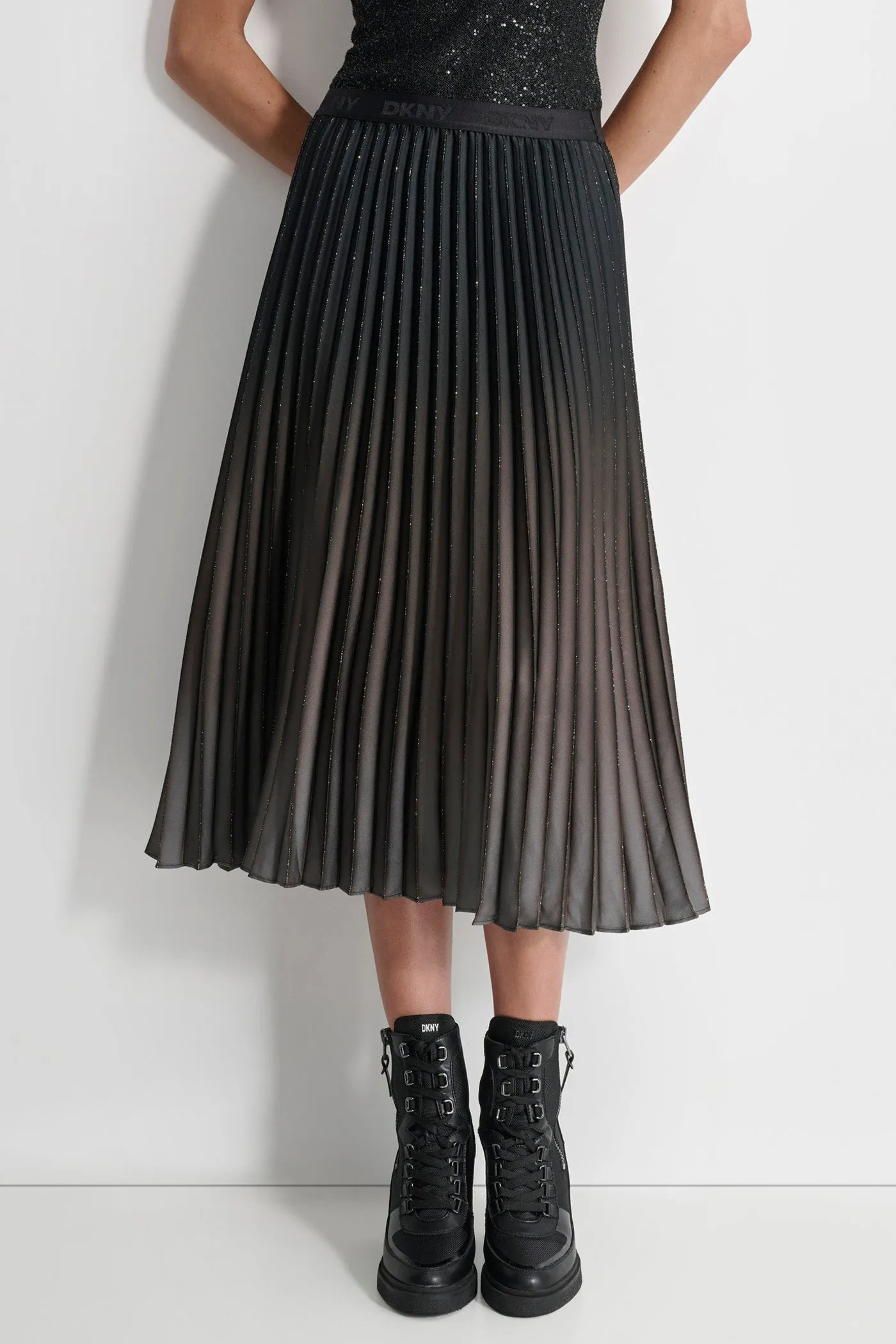 FOIL PLEATED SKIRT