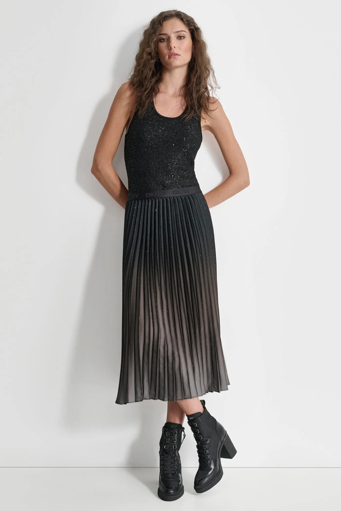 FOIL PLEATED SKIRT