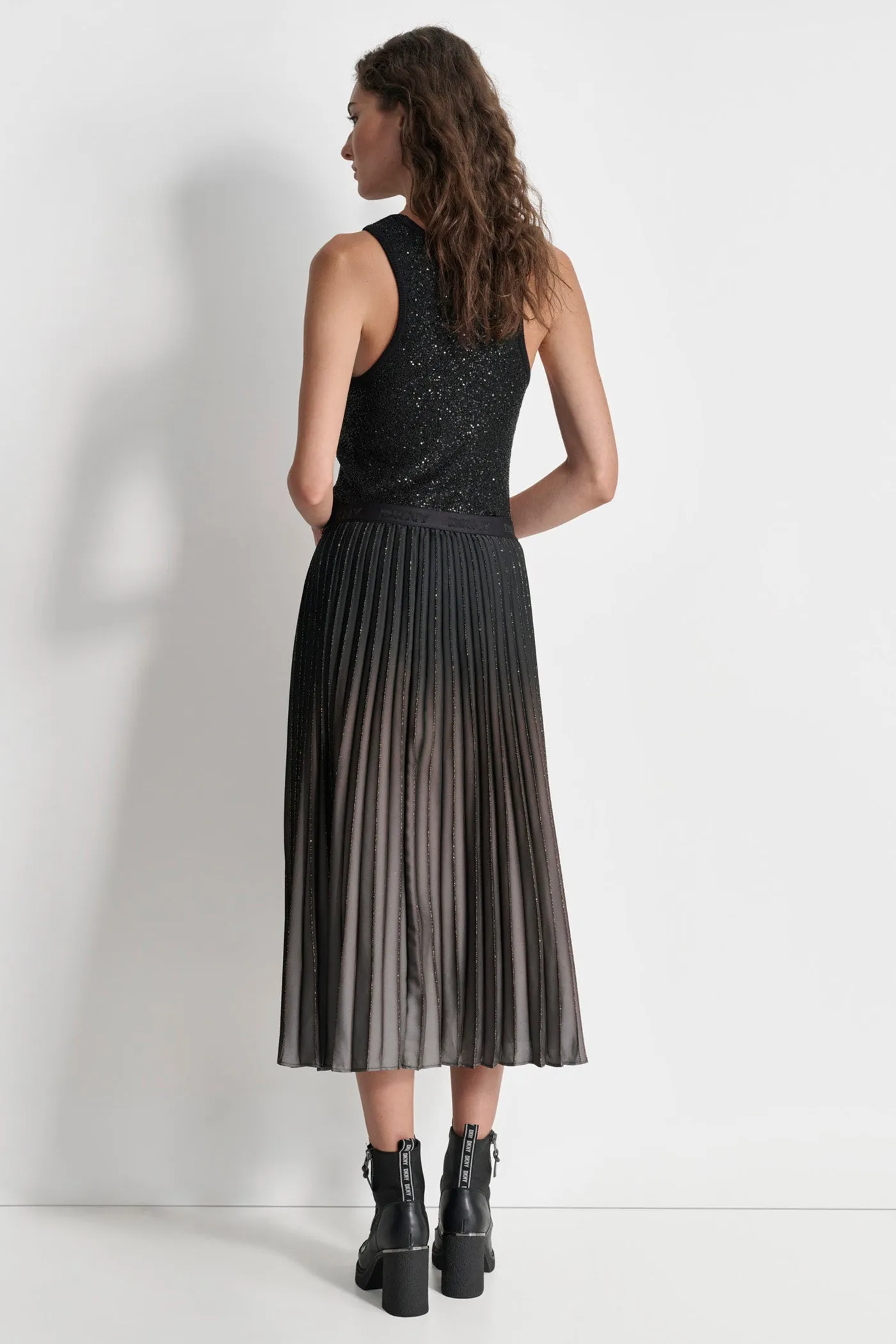 FOIL PLEATED SKIRT