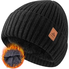 FORVEVO Beanie Hats for Men, Winter Hats with Thick Warm Fleece Lining, Thermal Knit Beanie Hat for Men