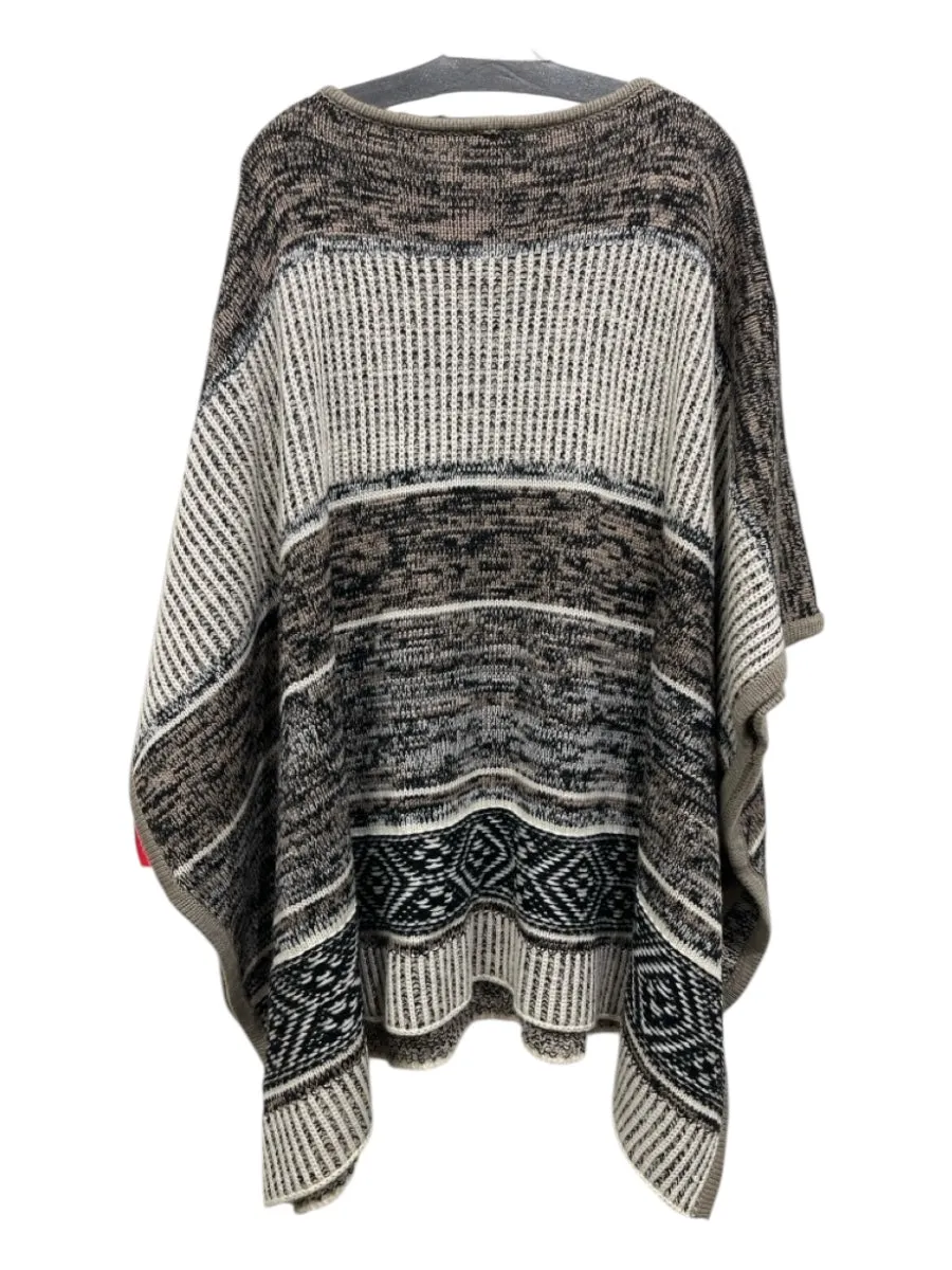 Gap Size One Size Taupe & Cream Wool & Polyester Poncho Sweater