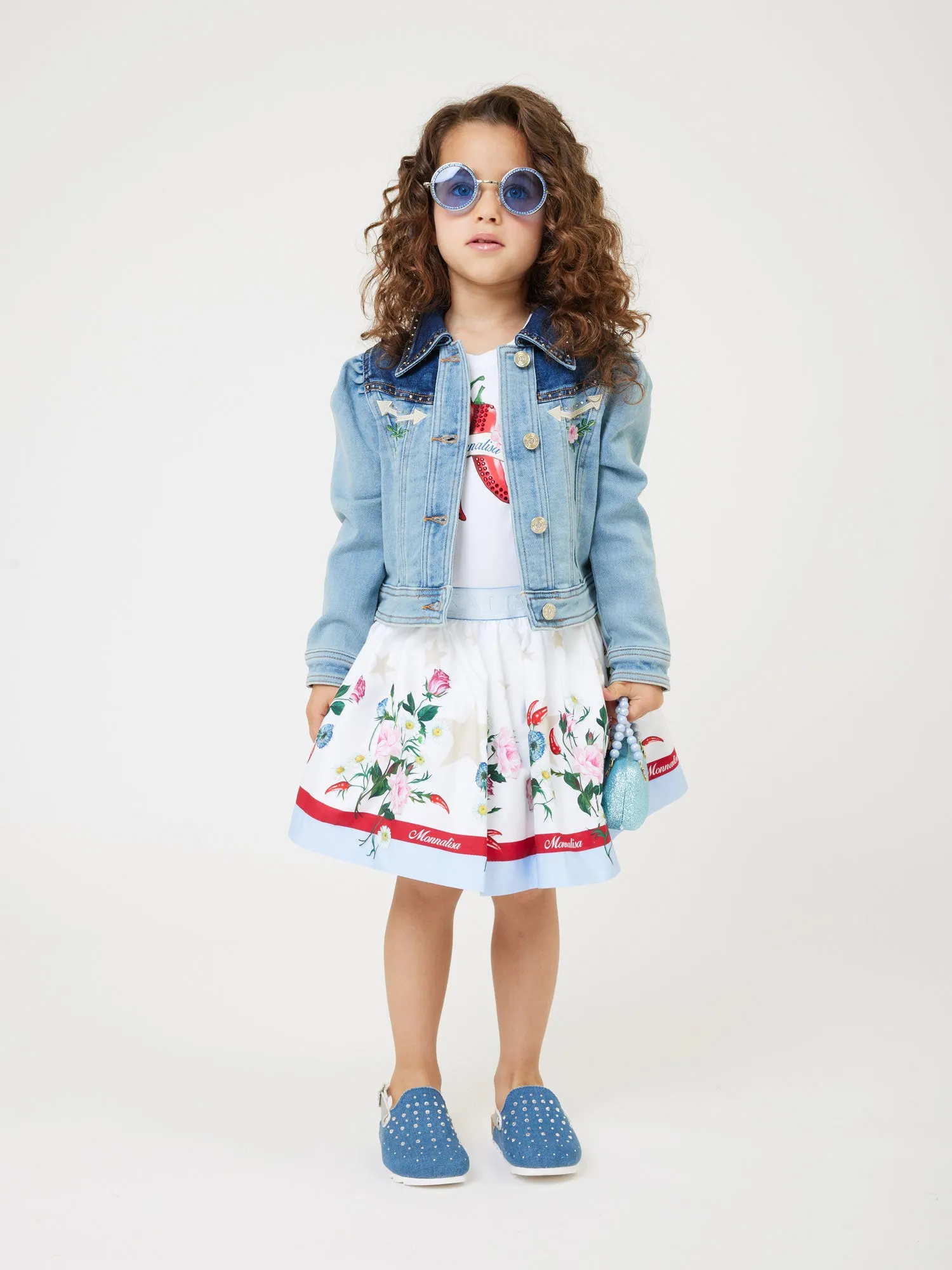 Girl's Floral print poplin skirt