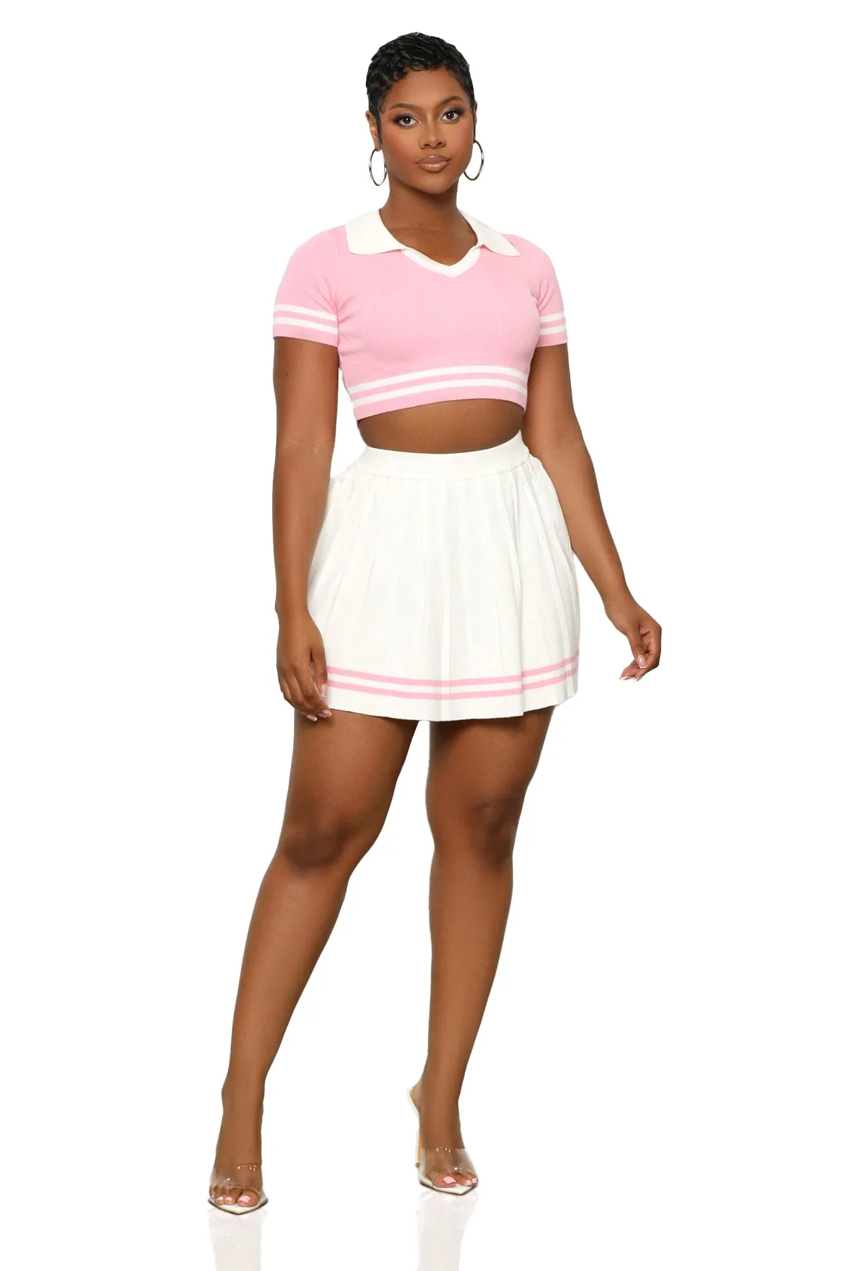 Good Game Skirt Set (Pink)-FINAL SALE