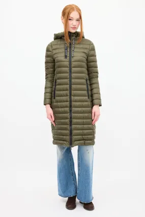 Green Down & Nylon Logo Suvette Puffer Coat