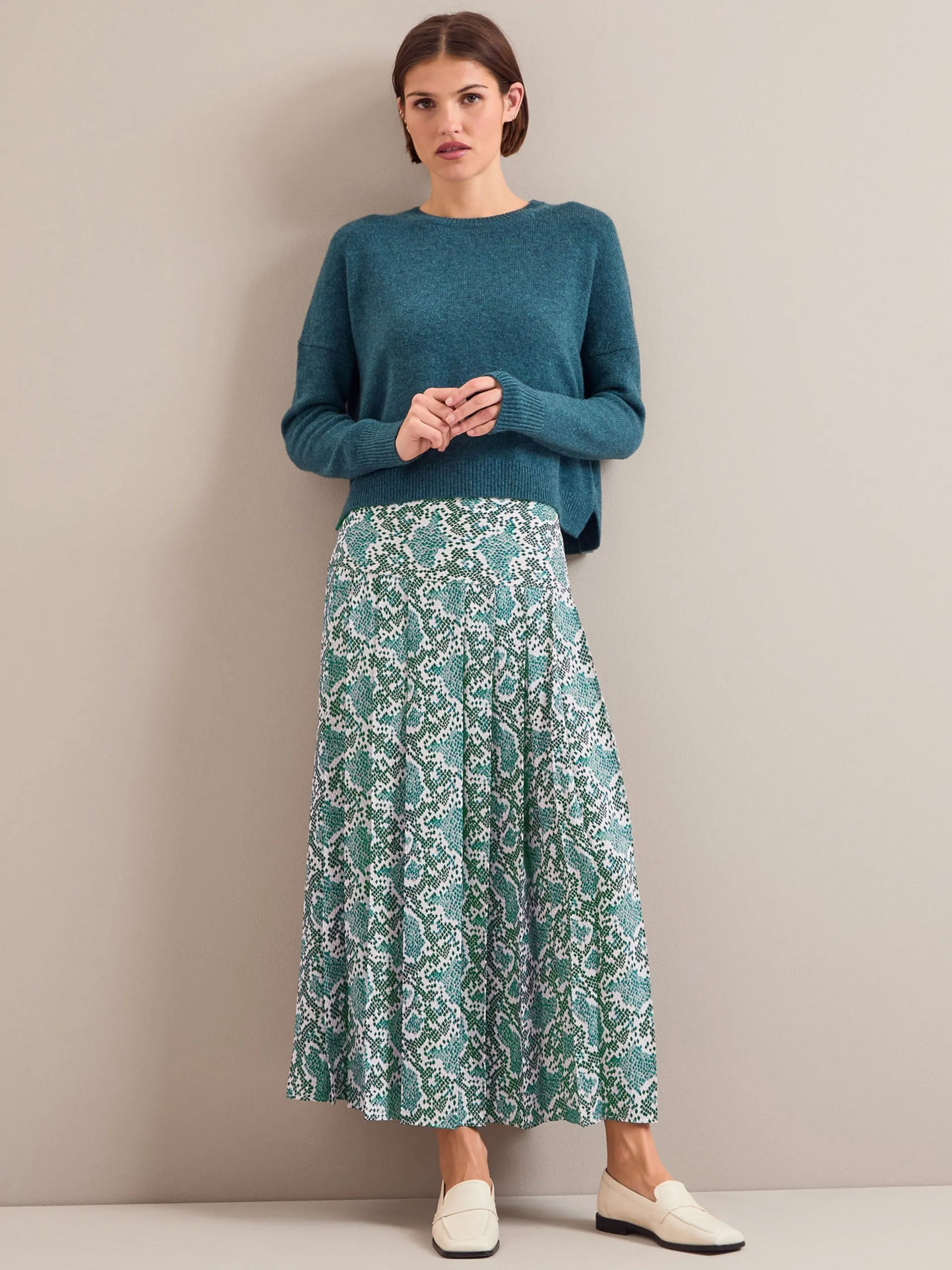 Green snakeskin print Sienna maxi skirt