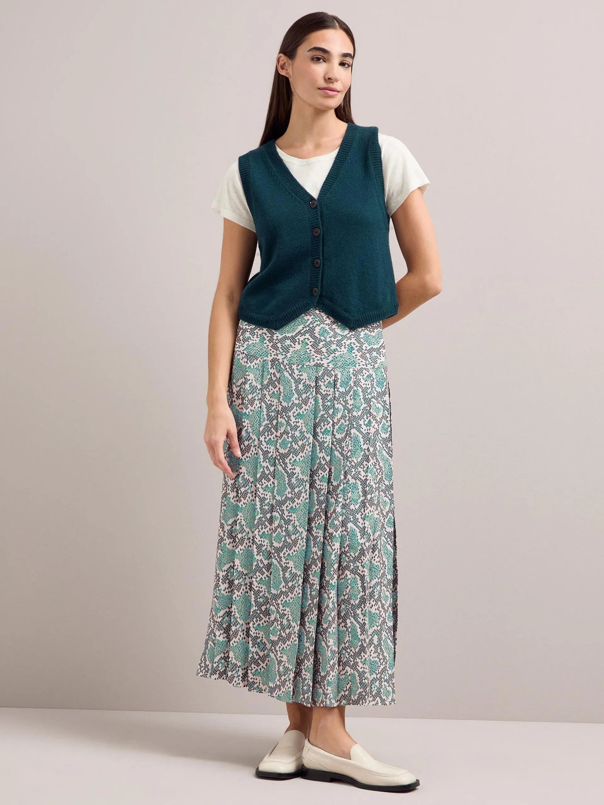 Green snakeskin print Sienna maxi skirt