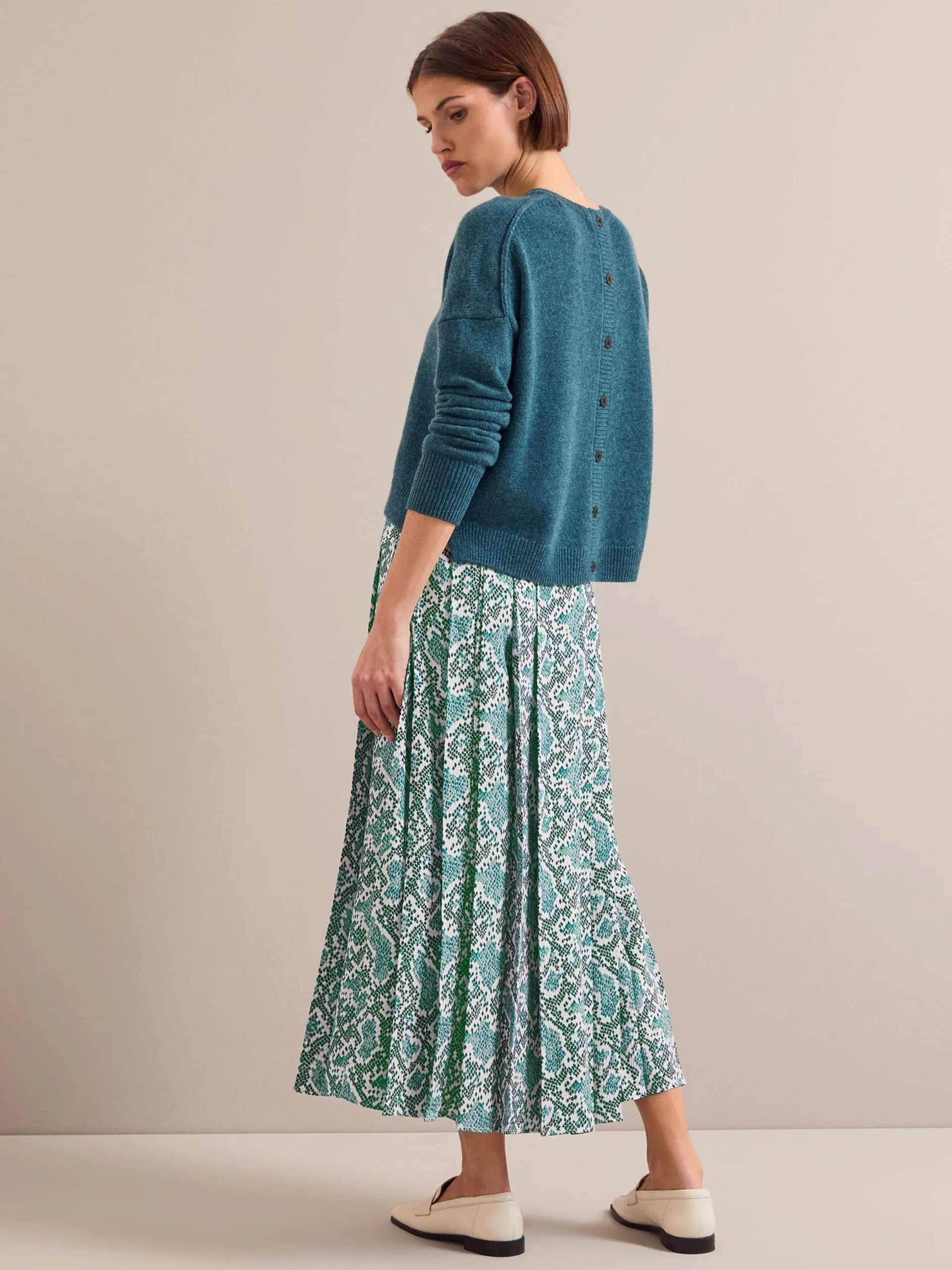 Green snakeskin print Sienna maxi skirt