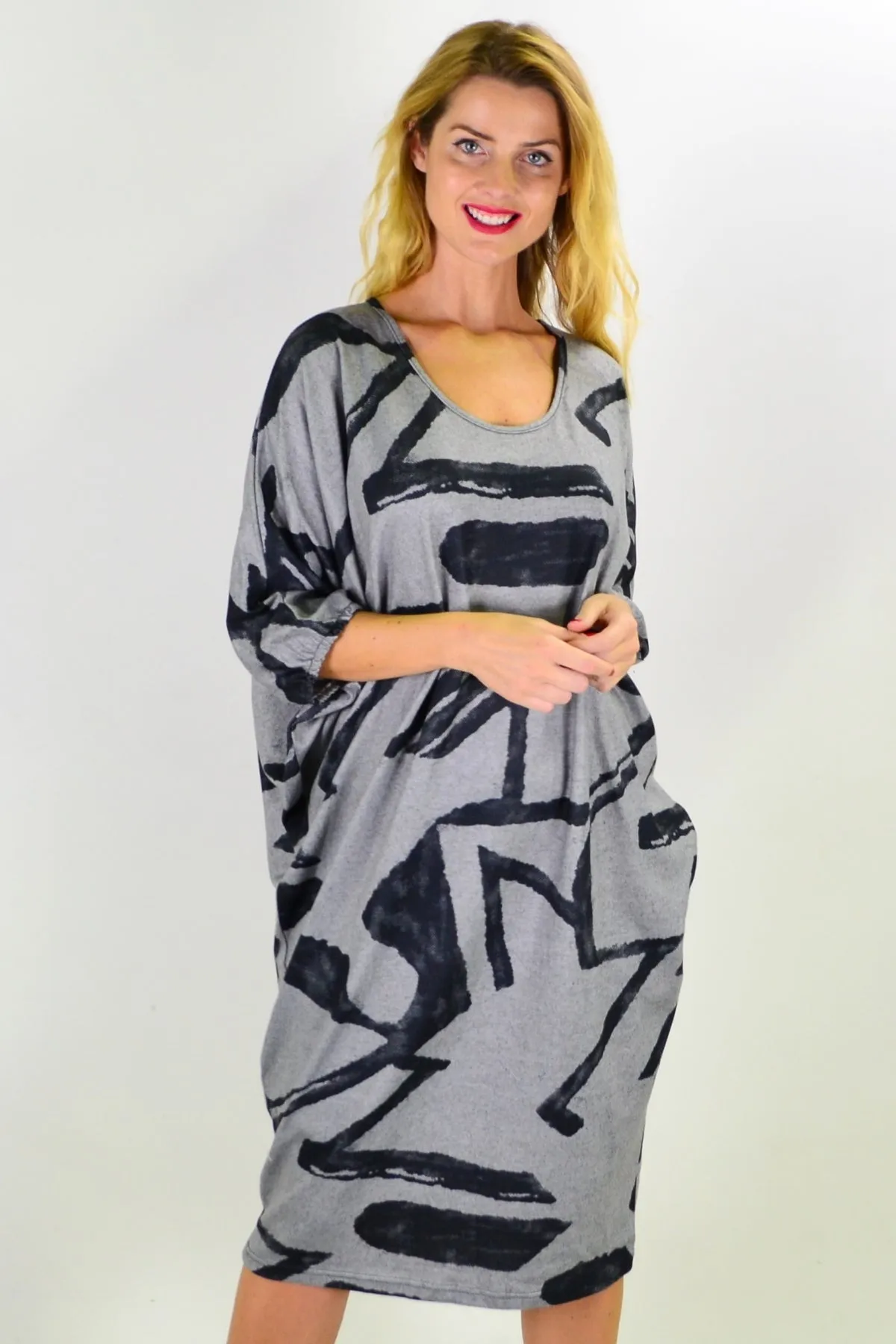 Grey Retro Tapered Tunic Dress