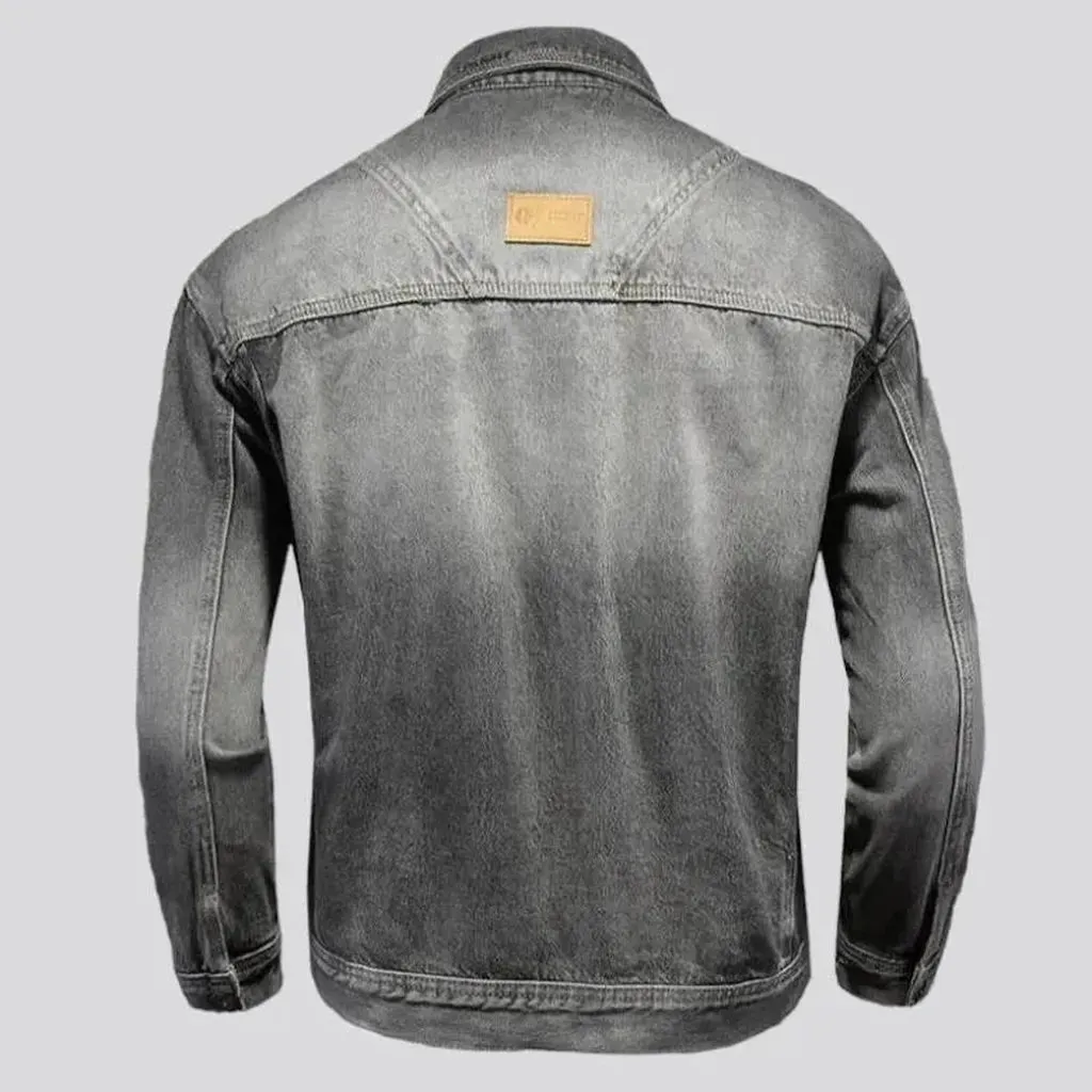 Grey vintage men's denim jacket