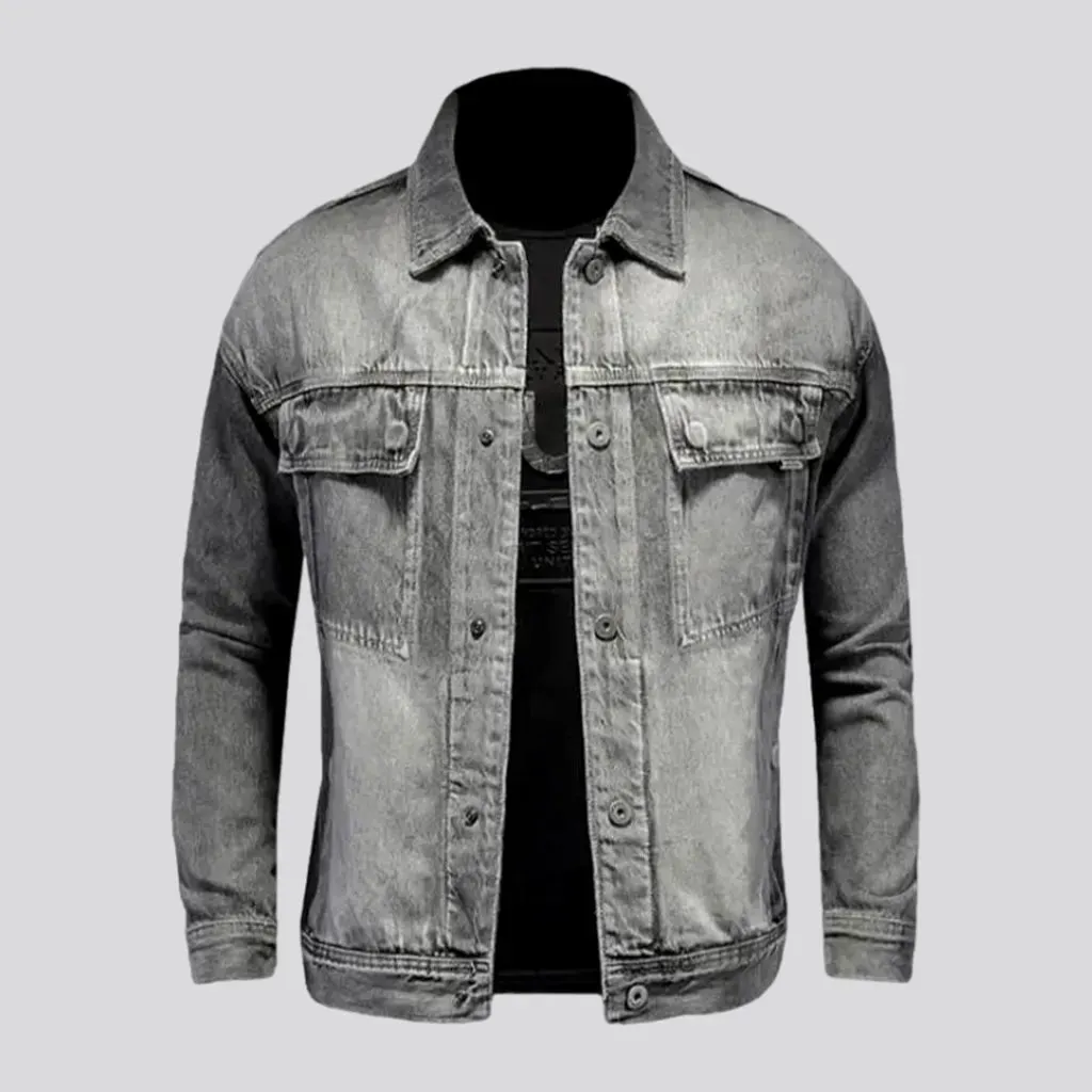 Grey vintage men's denim jacket