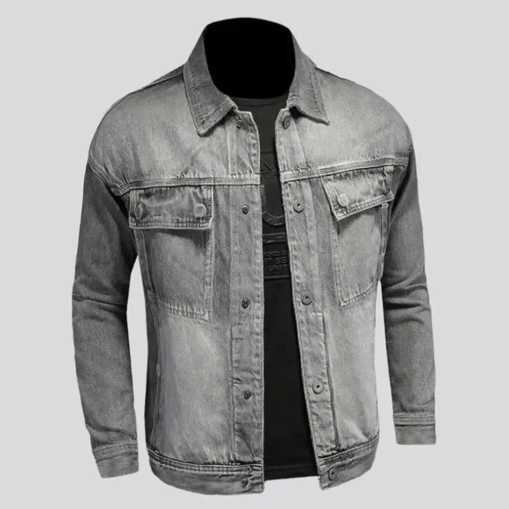 Grey vintage men's denim jacket