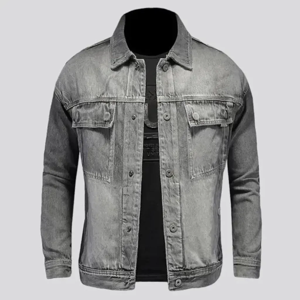 Grey vintage men's denim jacket