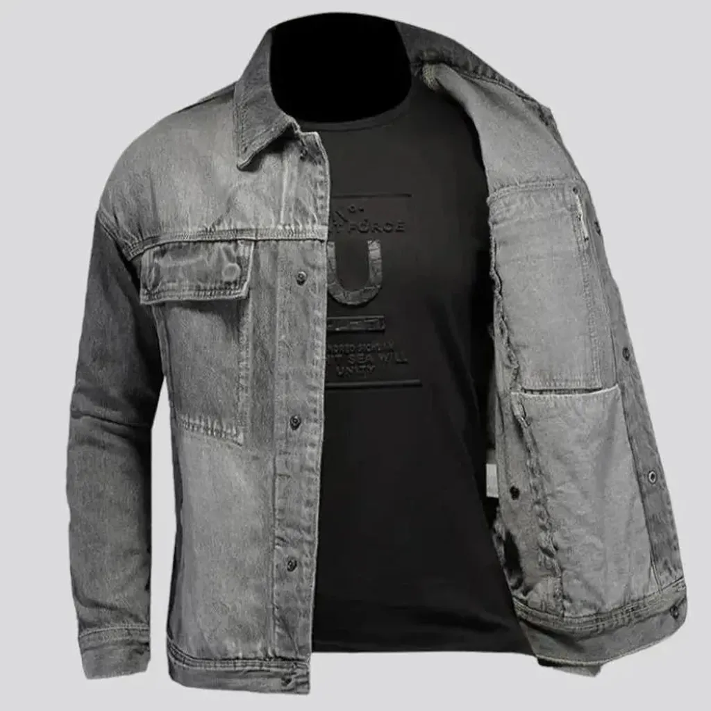 Grey vintage men's denim jacket