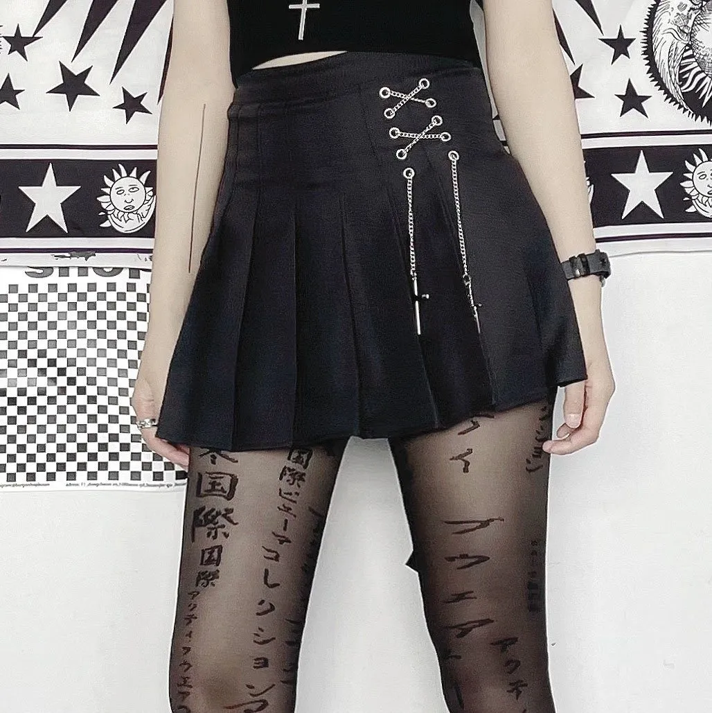 Harajuku Punk Cross Chain Pleated Skirt SD01166