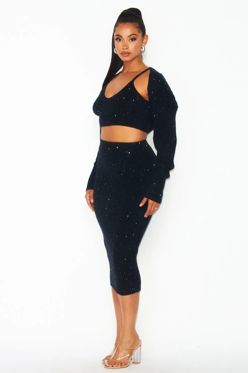 Hot & Delicious Women's Sequin Knit Sweater
