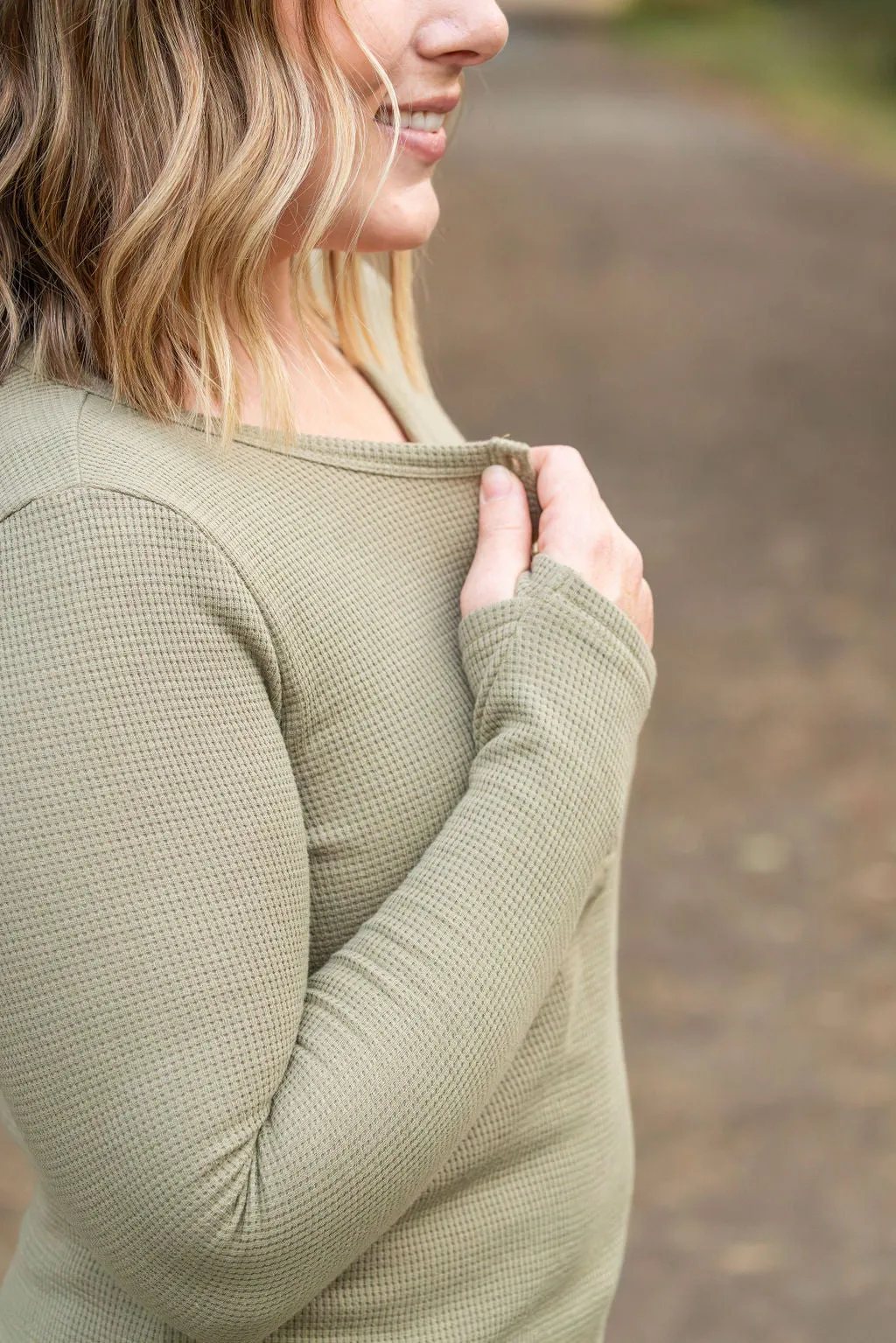 IN STOCK Harper Long Sleeve Henley - Olive | Women's Cozy Shirt FINAL SALE