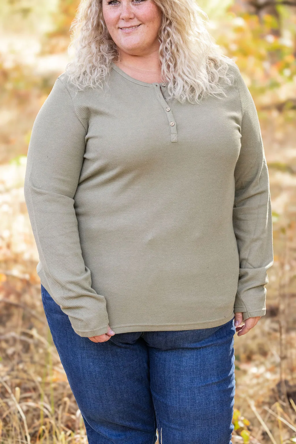 IN STOCK Harper Long Sleeve Henley - Olive | Women's Cozy Shirt FINAL SALE