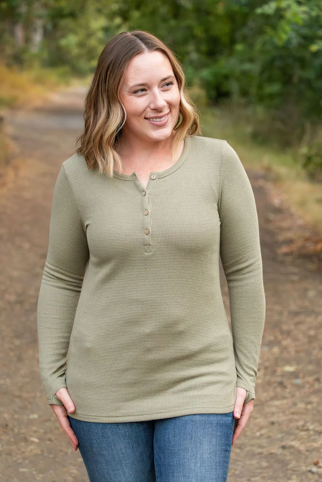 IN STOCK Harper Long Sleeve Henley - Olive | Women's Cozy Shirt FINAL SALE