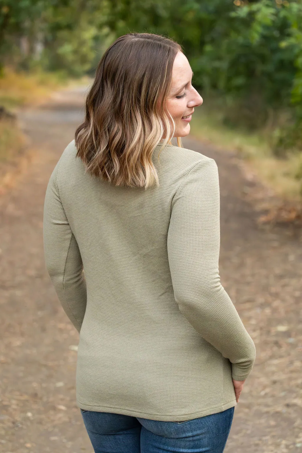 IN STOCK Harper Long Sleeve Henley - Olive | Women's Cozy Shirt FINAL SALE