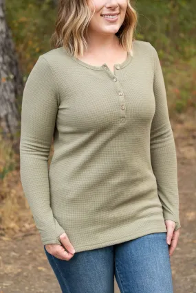 IN STOCK Harper Long Sleeve Henley - Olive | Women's Cozy Shirt FINAL SALE