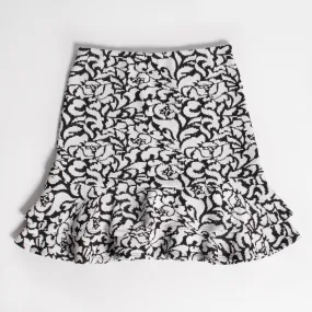 Jacquard Floral Ruffle Flounce Skirt