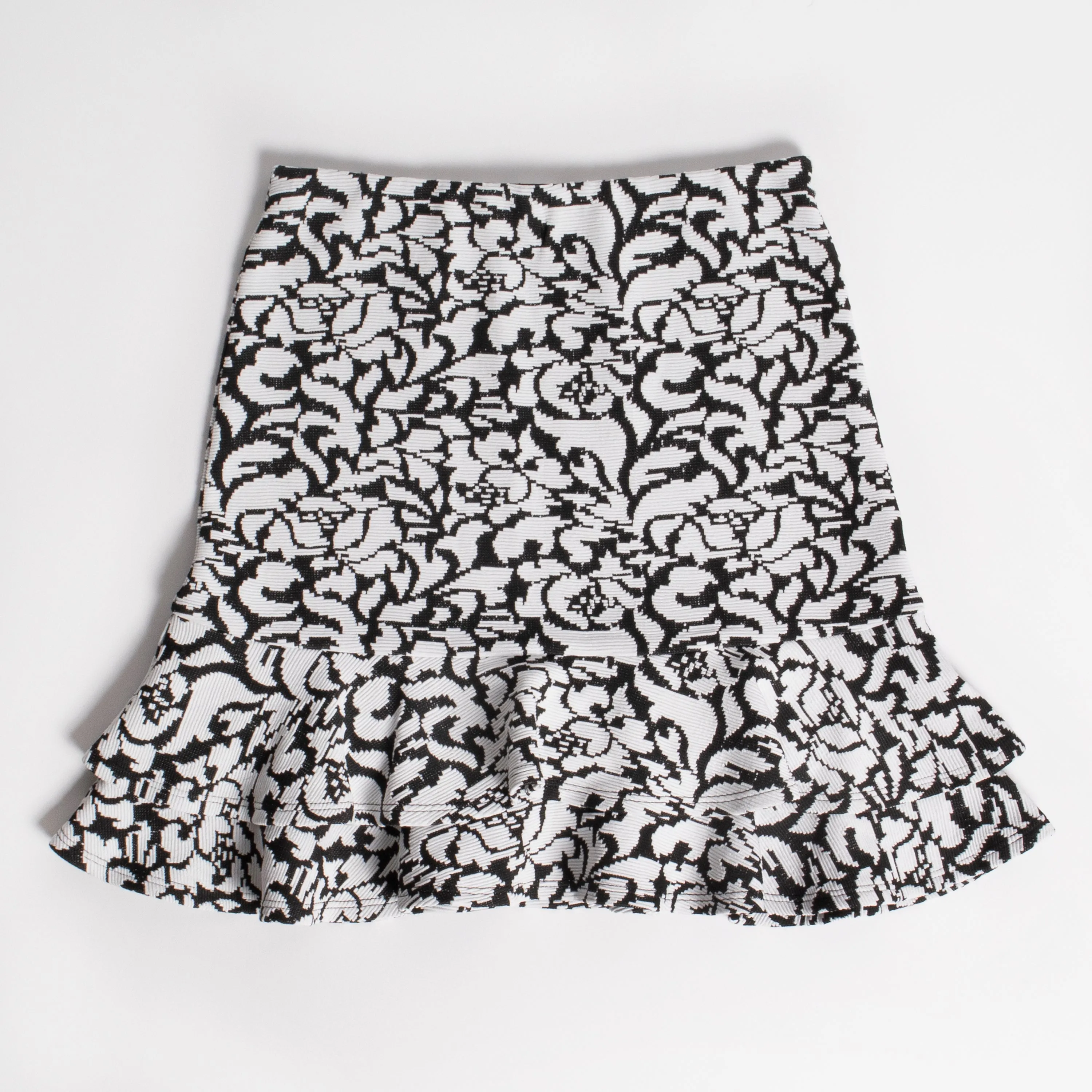 Jacquard Floral Ruffle Flounce Skirt