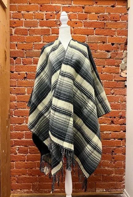 Jolene Plaid Patterned Poncho (Assorted Colors)