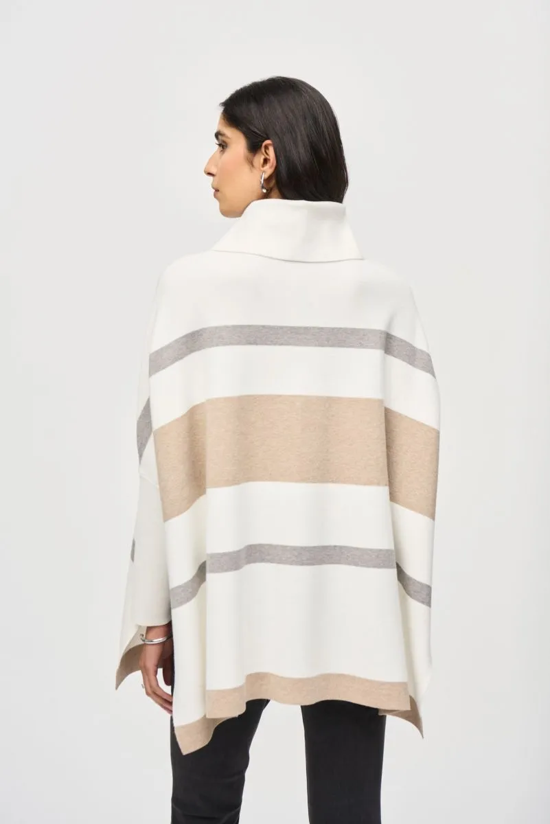 Joseph Ribkoff Vanilla/Oatmeal Melange/Grey Stripe Print Poncho Top 243951