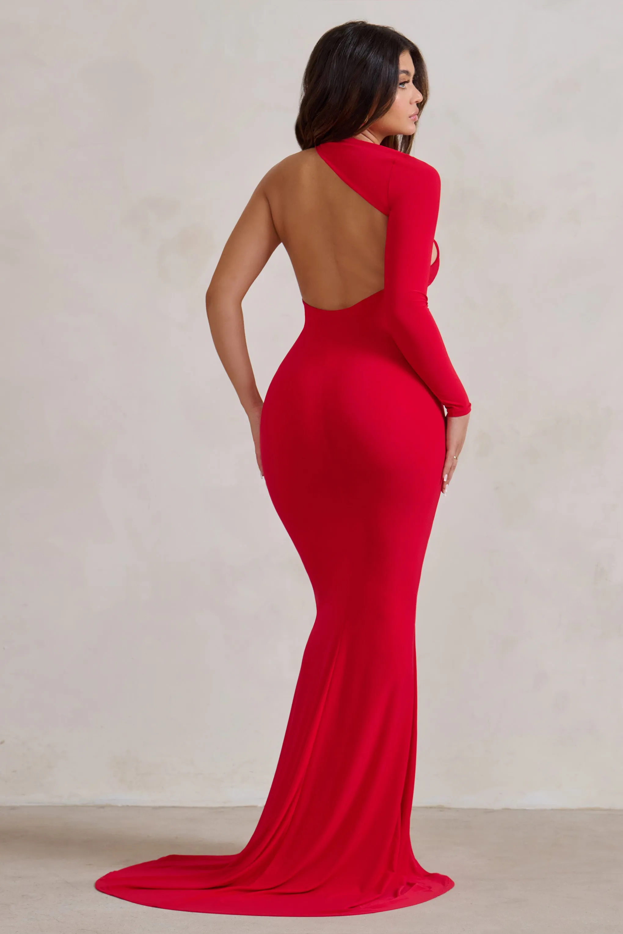 Katarina | Red One Shoulder Fishtail Maxi Dress