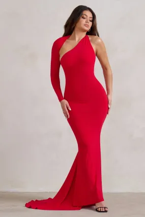 Katarina | Red One Shoulder Fishtail Maxi Dress