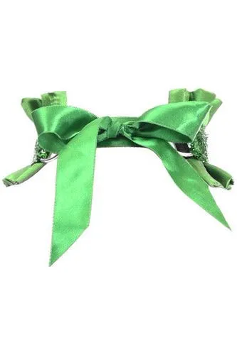 Kitten Collection Green Satin & Sequin Choker