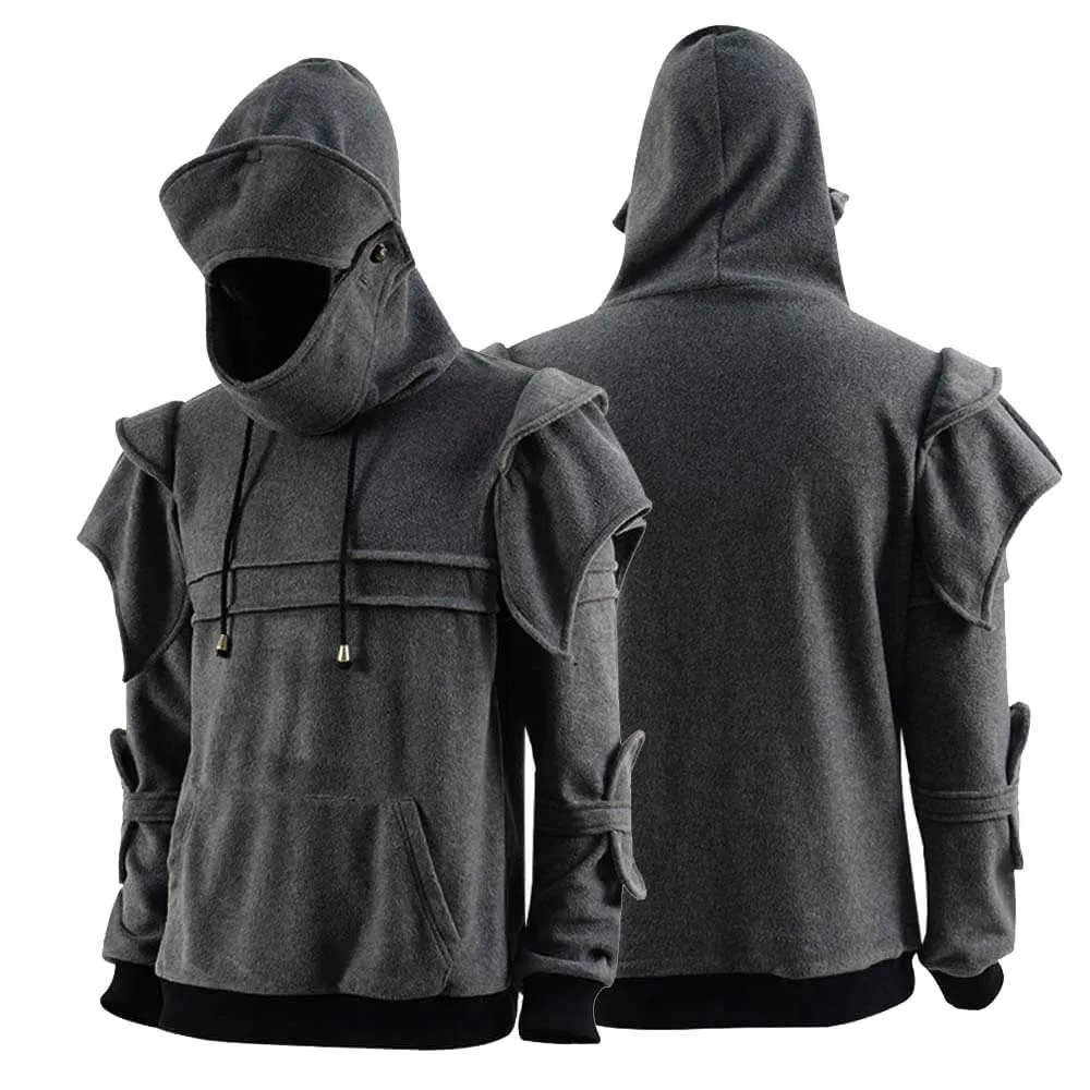 Knight Hoodie Medieval Armor Sweatshirt Winter Hooded Jacket Costume