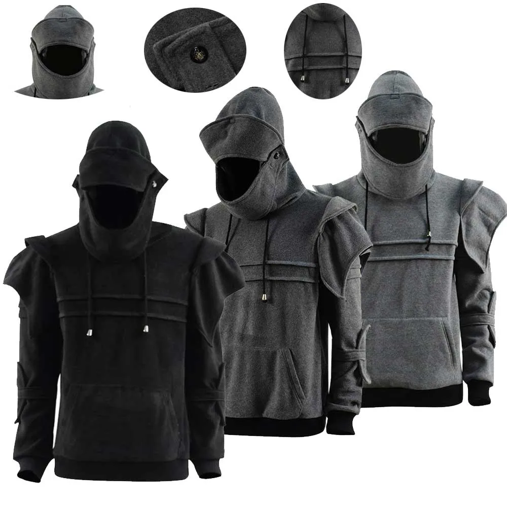 Knight Hoodie Medieval Armor Sweatshirt Winter Hooded Jacket Costume