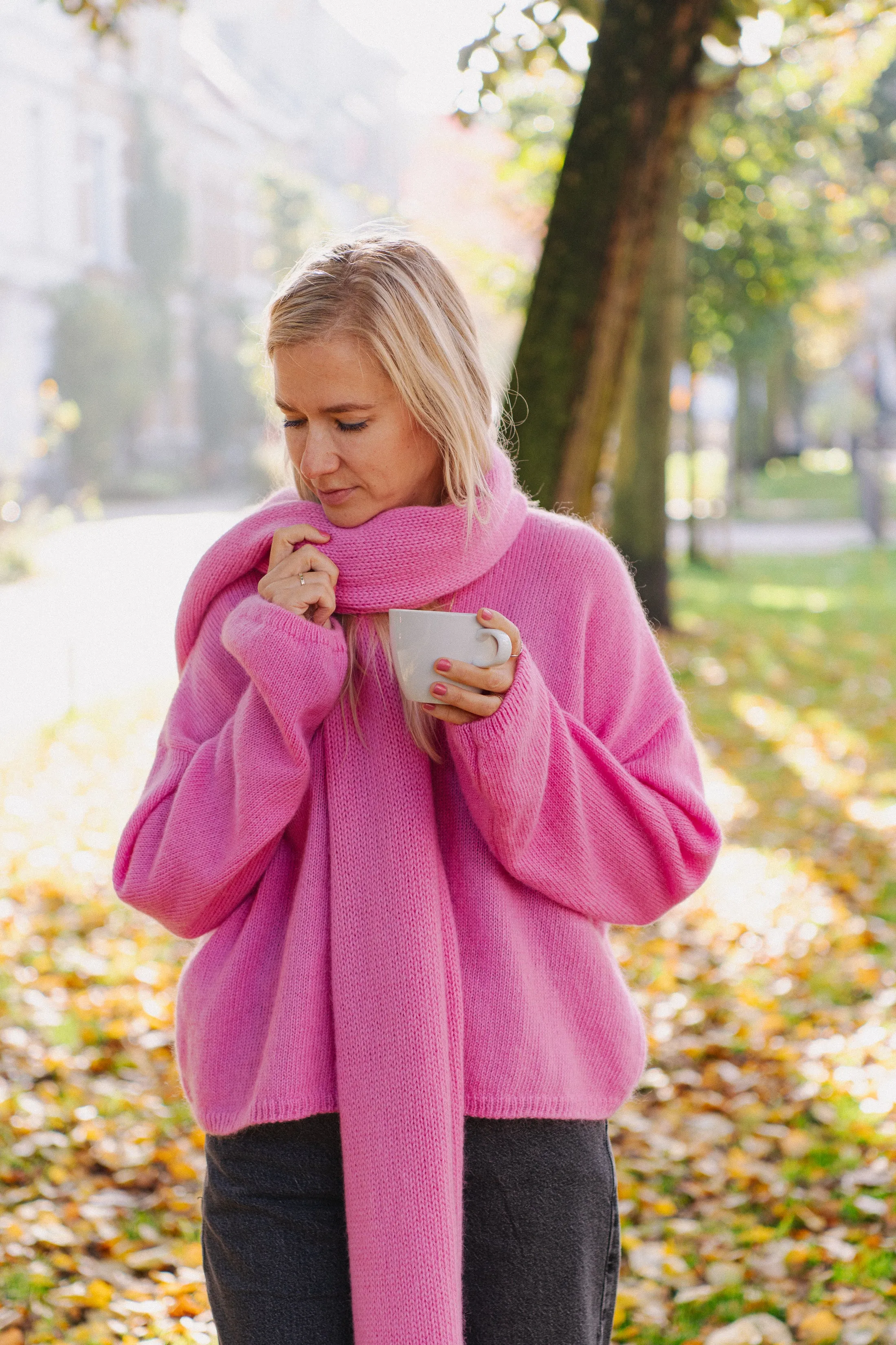 LAST ONE - Wooly Knit Scarf - Bon Bon Pink